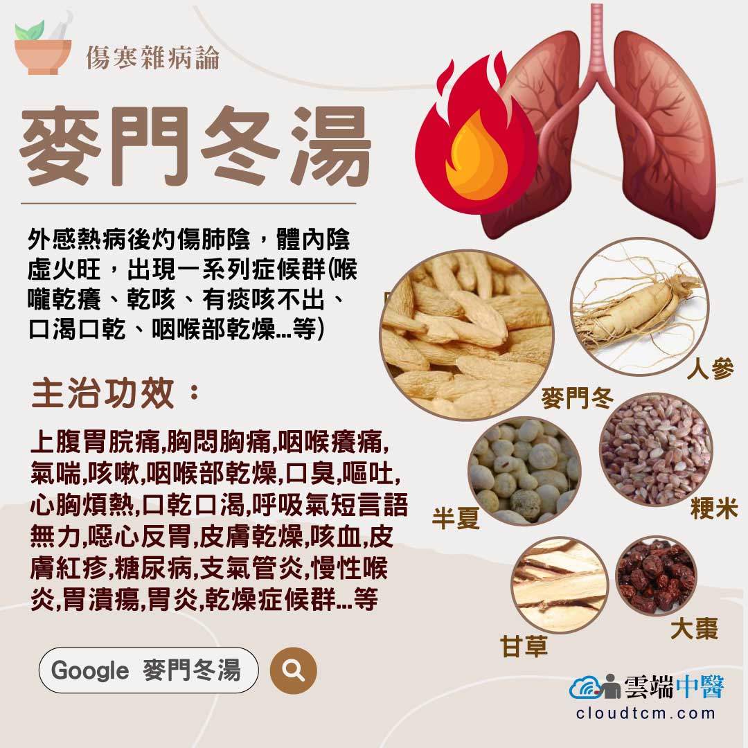 麥門冬湯可改善乾咳咳嗽,咽喉乾癢,胃潰瘍,乾燥症 雲端中醫養生